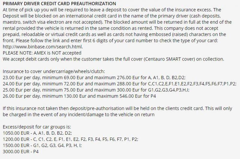 Conditions d'assurance voiture de location