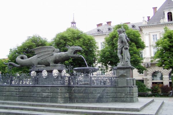 Photo de la fontaine du dragon