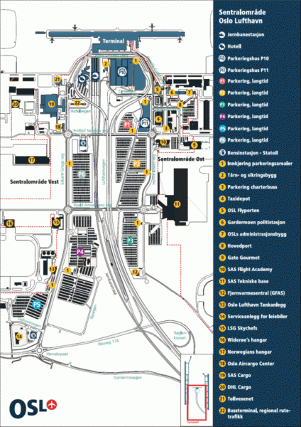 Gardermoen International Airport (Oslo Gardermoen Airport) scheme